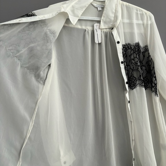 NWT Charming Charlie Small White Button Down Long Sleeve - Picture 7 of 16